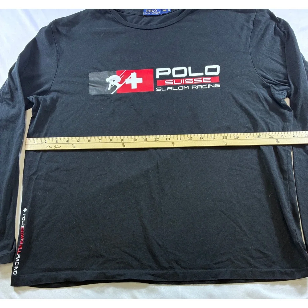Polo Ralph Lauren Suisse Slalom Racing Long Sleeve Shirt Black XXL Mens